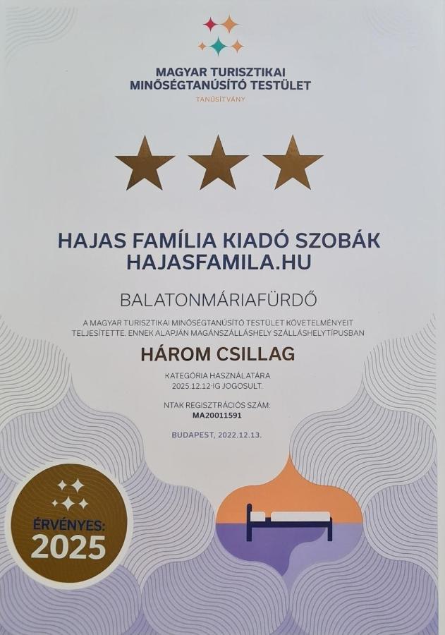 Hajas Familia Kiado Szobak Balatonmáriafürdő Екстериор снимка
